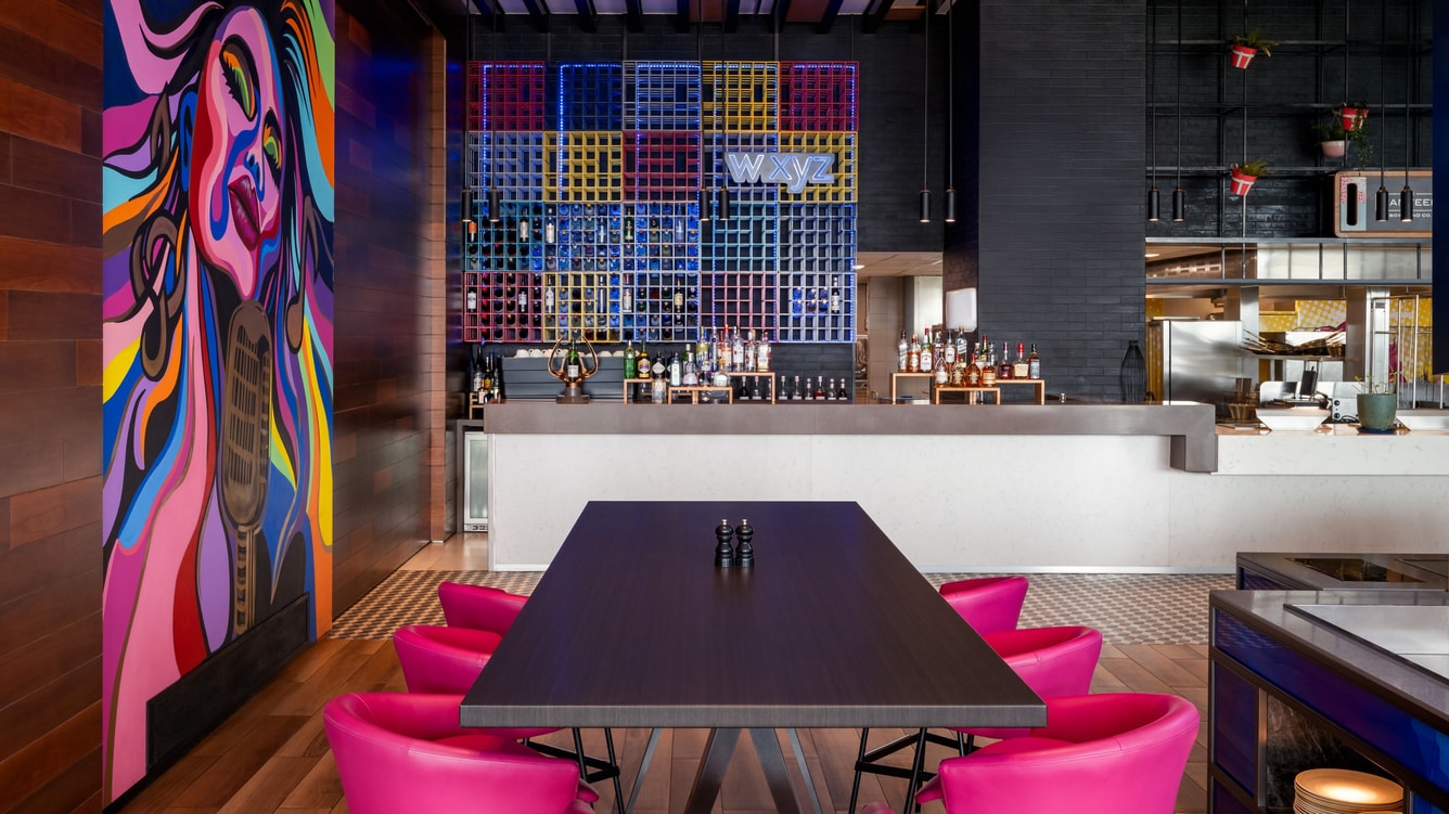 W XYZ Bar Interior with Colorful Mural