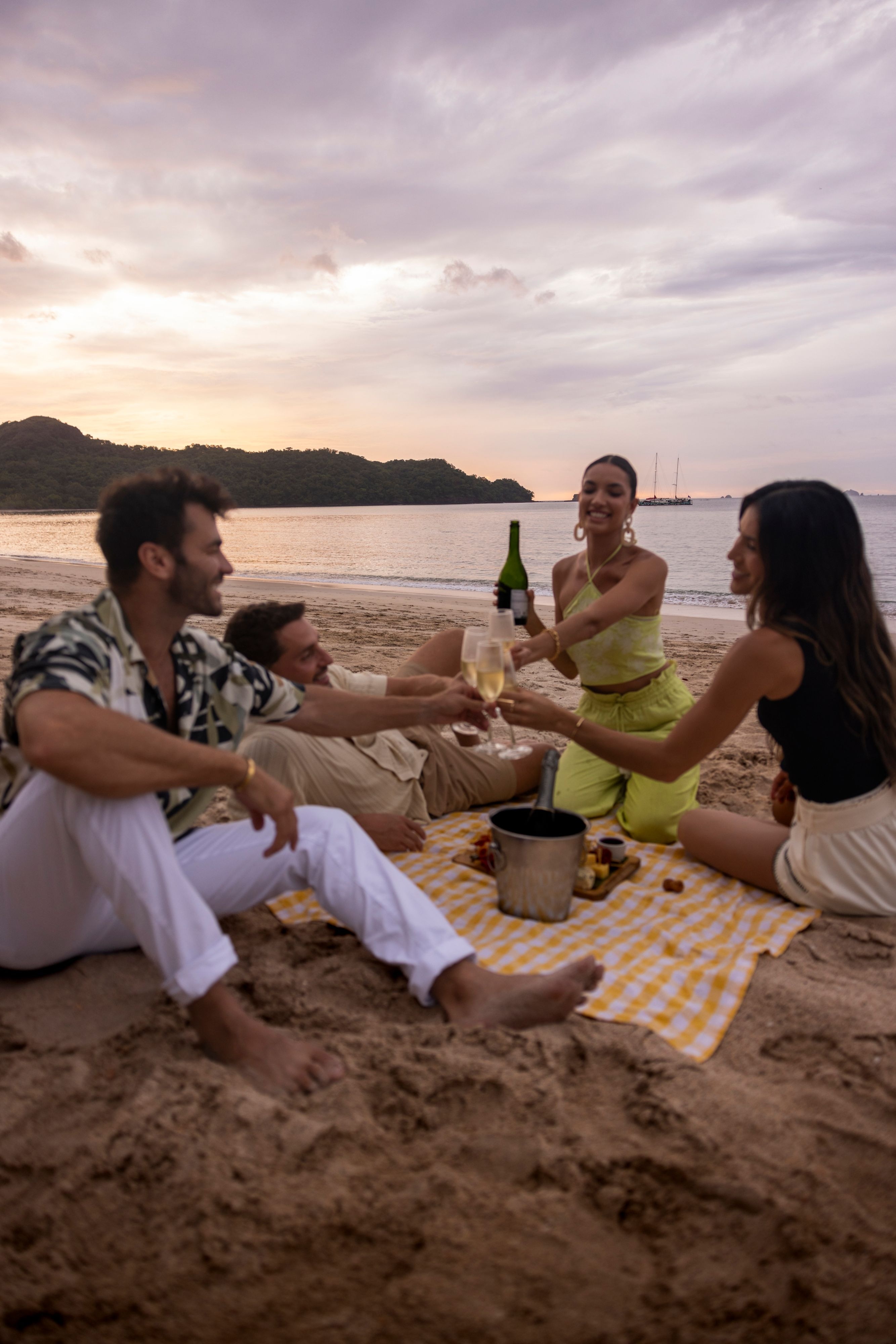 Friends celebrating with glass of champagne 