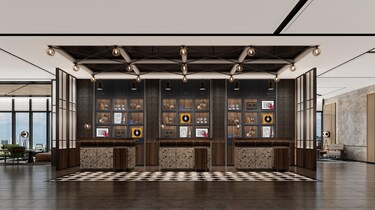 大堂陈列装饰精美的展示架