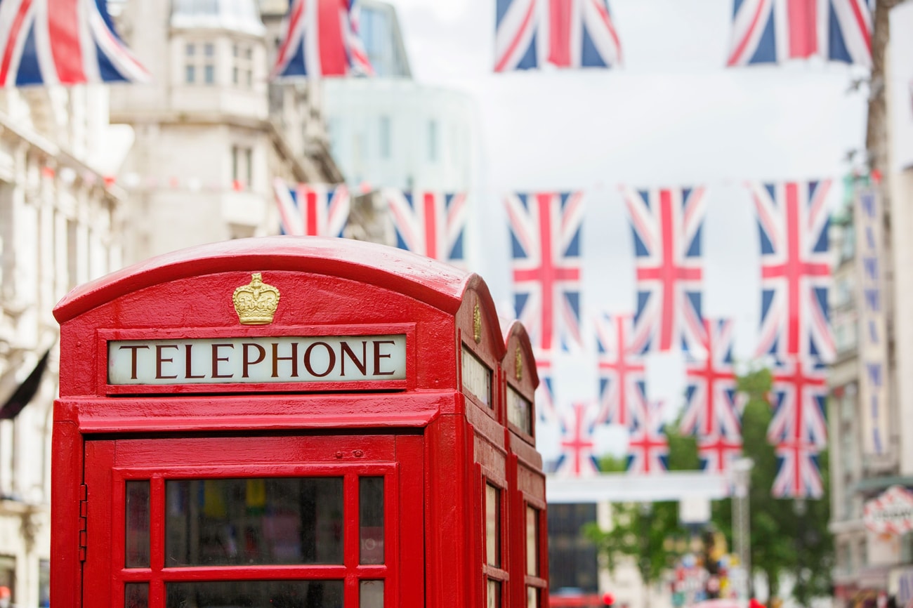 电话亭和英国国旗