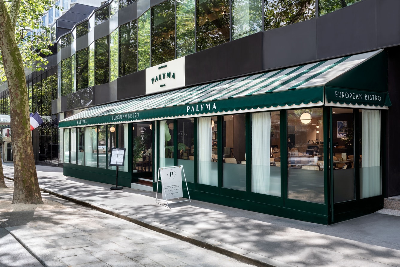 Palyma Bistro exterior with green striped awning