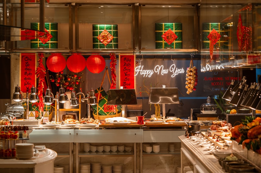 Tết celebration with festive decor