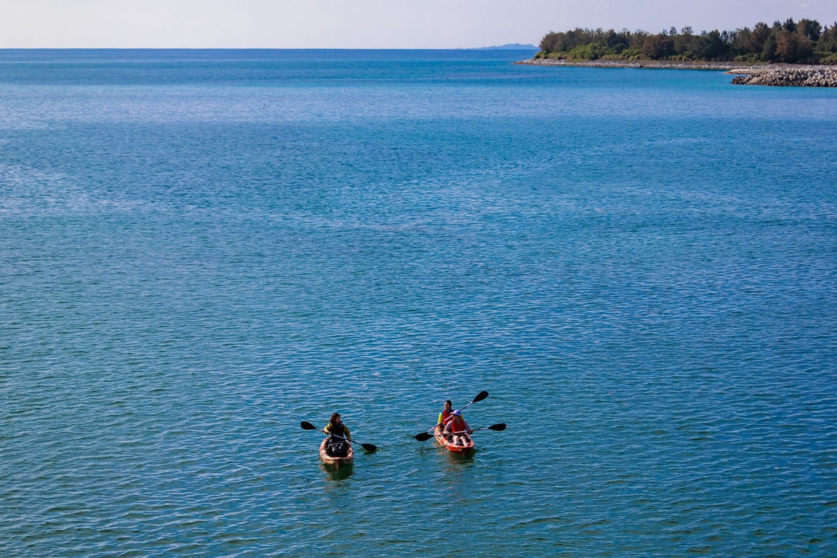 Kayak activity on the turquoise Okinawan coast