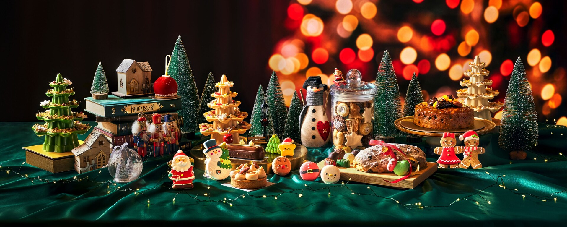 A table of festive sweets, cookies and chocolate