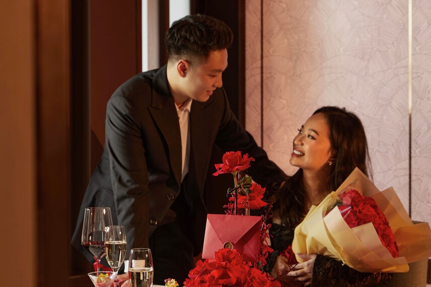 Valentine, romantic, couple, flower
