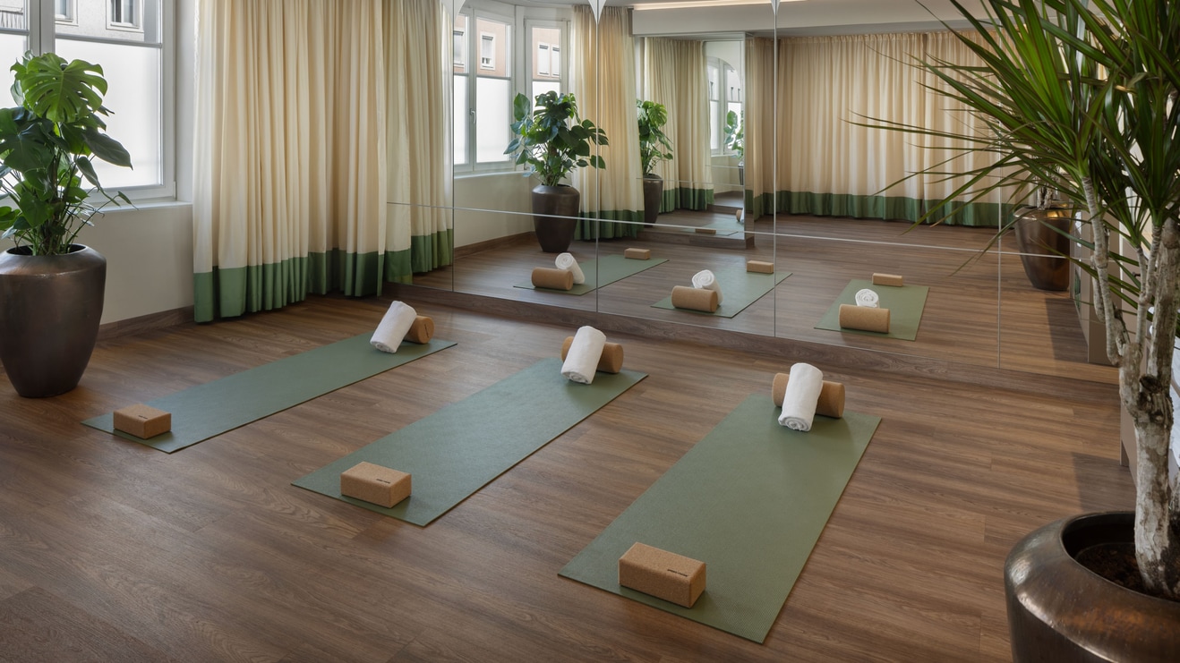 Yoga studio with mats and props
