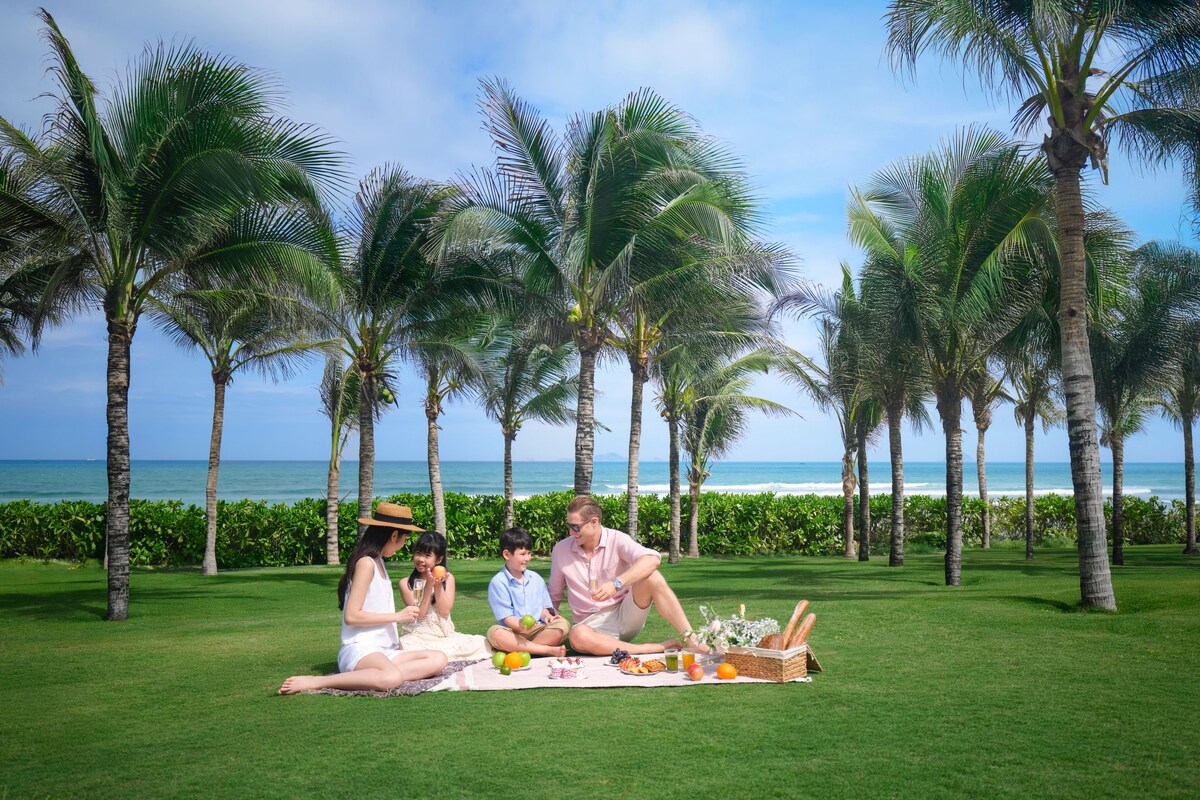 Family relaxing outdoors